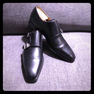 Magnanni Double Monk Strap Black Leather size 8 M